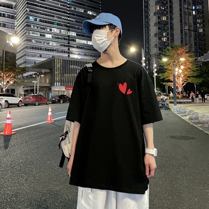D2121港风室外新款夏季潮牌纯棉衣服ins原宿港风宽松半袖