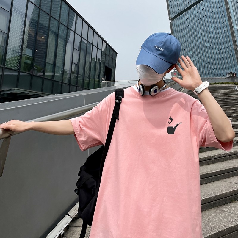 D2122 港风室外 新款夏季潮牌纯棉衣服ins原宿港风宽松半袖图片