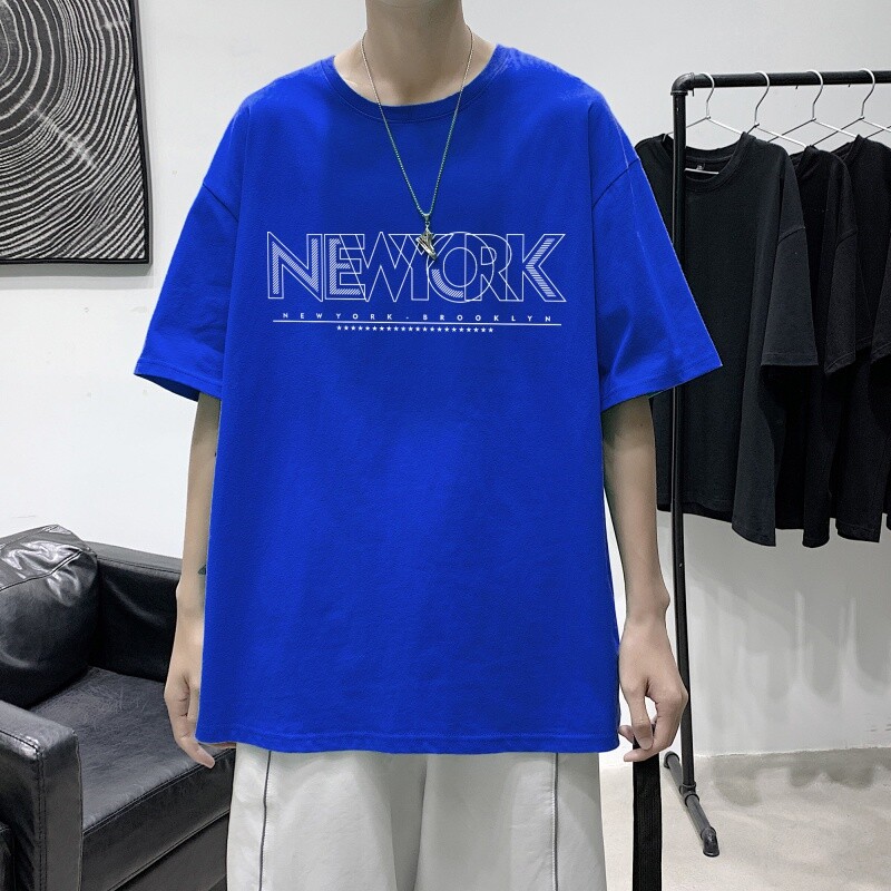 T3470港风2022夏新款T恤男宽松T恤落肩港风男T印花男士T恤图片