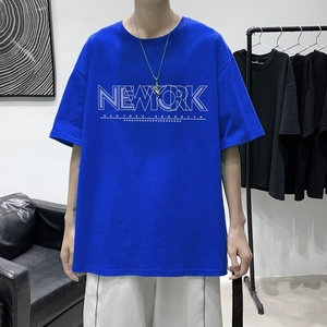 T3470港风2022夏新款T恤男宽松T恤落肩港风男T印花男士T恤图片