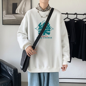 Y2450新款21年秋圆领卫衣男大码韩版宽松长袖外套男 港风卫衣图片