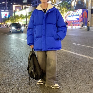 MY5787P75纯色立领棉服外套男装冬季羊羔绒内里男生棉衣光板港风图片