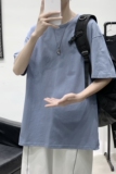 T2054P19港风室外2021夏新款纯色T恤纯棉宽松五色可选男女情侣T恤，男装T恤，星座510A-6