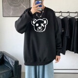 Y2458P38港风秋季新款小熊印花圆领卫衣男潮流宽松青少年休闲外套，男装卫衣，星座510A-2