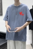 D2121港风室内纯棉男短袖港风净版小标印花宽松休闲情侣装T恤，男装T恤，星座510A-6