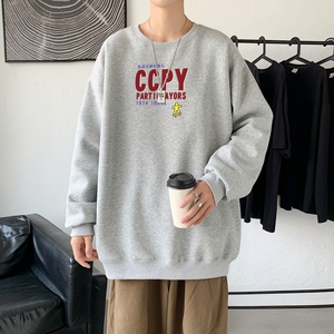 Y2426P38新款21年秋圆领卫衣男大码韩版宽松长袖外套男 港风卫衣图片