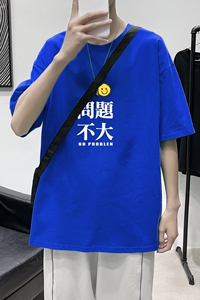 T3415P25港风2022夏新款T恤男宽松T恤落肩港风男T仓库正常配送图片