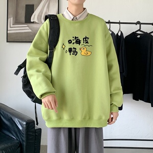 Y2490P38秋冬 圆领潮牌印花上衣打底衫直筒长袖卫衣 港风图片