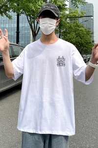 D2124 港风室外 新款夏季潮牌纯棉衣服ins原宿港风宽松半袖图片
