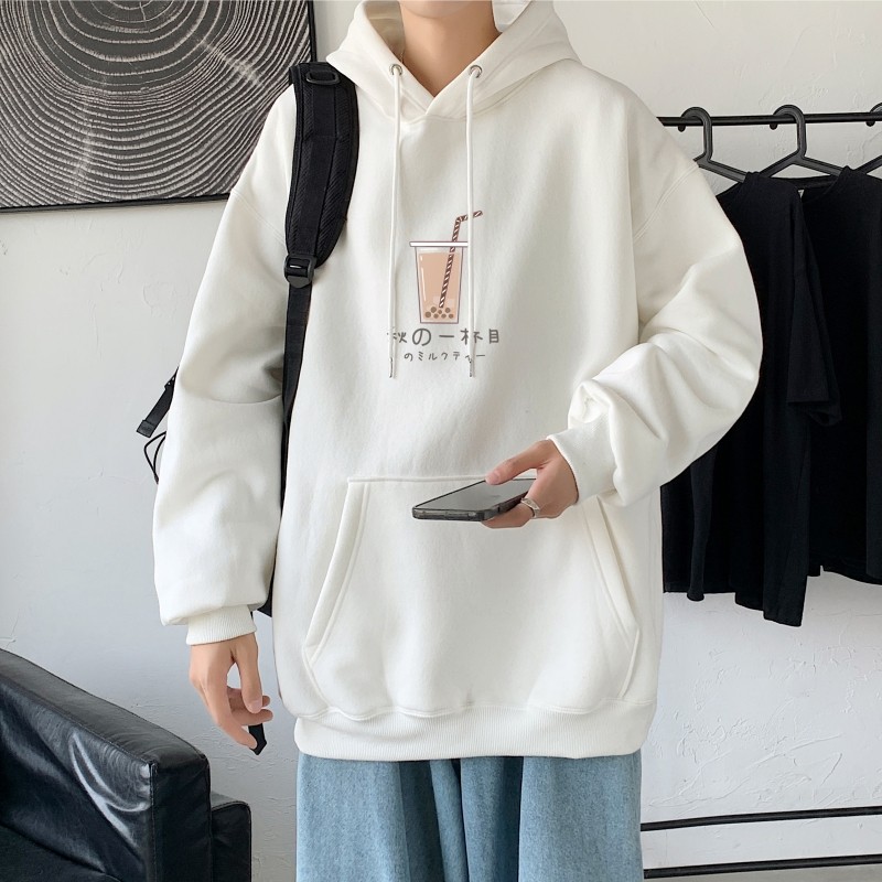 L2421韩版ins男士宽松运动连帽卫衣秋冬加绒情侣外套图片