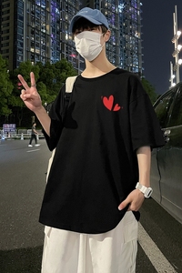 D2121港风室外新款夏季潮牌纯棉衣服ins原宿港风宽松半袖,元气穿搭学生夏季男图片