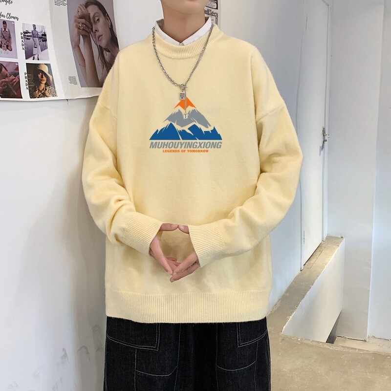MD2811P55男春秋季ins潮流慵懒风印花圆领毛衣休闲打底针织衫外套图片 MD2811P55男春秋季ins潮流慵懒风印花圆领毛衣休闲打底针织衫外套图片