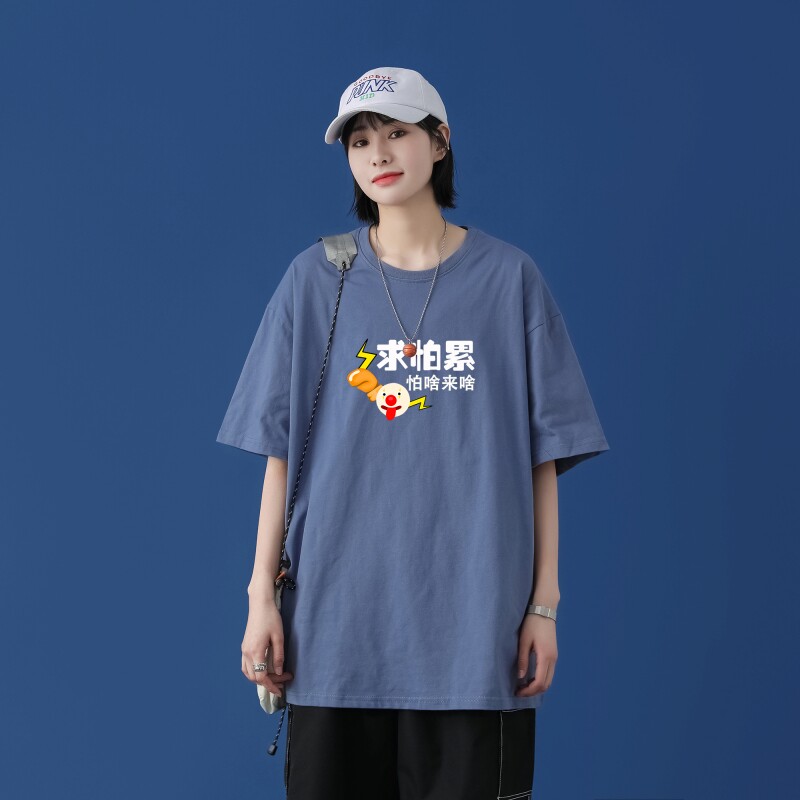 T2385中性模特男潮T恤夏季原创宽松短袖情侣装2021新款潮牌图片