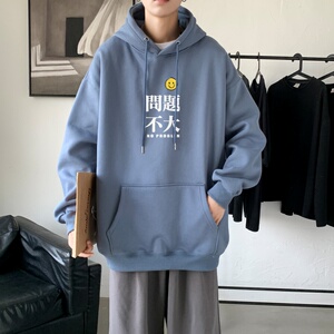 L2300新款2021秋冬连帽卫衣男大码运动帽衫宽松薄外套图片