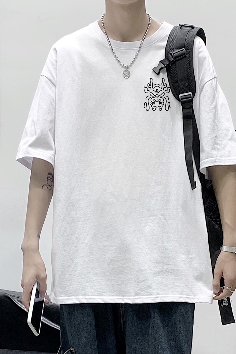 D2124港风室内男士夏季潮流潮牌潮印花半袖体恤纯棉男T恤,男装T恤,星座510A-6