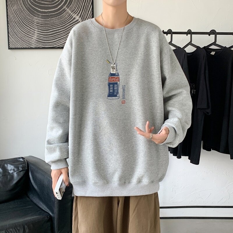 Y2484P38秋冬圆领潮牌印花上衣打底衫直筒长袖卫衣港风,男装卫衣,星座510A-2
