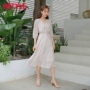 Nhà quần áo Handu 2019 hè mới dành cho nữ phiên bản Hàn Quốc của chiếc đầm voan hoa cao eo dài JM10047 - Váy eo cao 	váy suông thắt eo