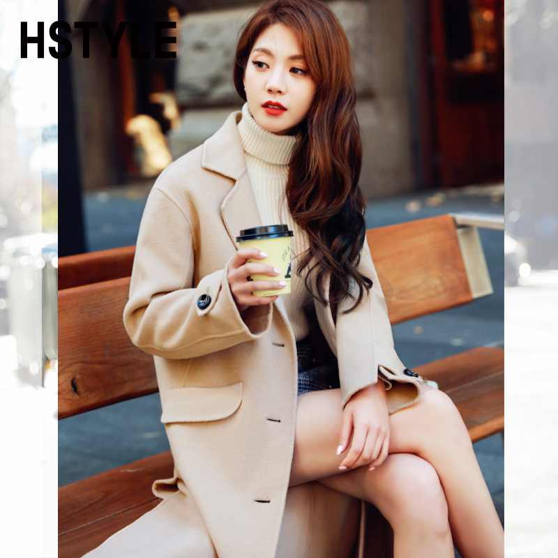 韩都衣舍2023冬装新款女装韩版显瘦宽松毛呢外套NF10836