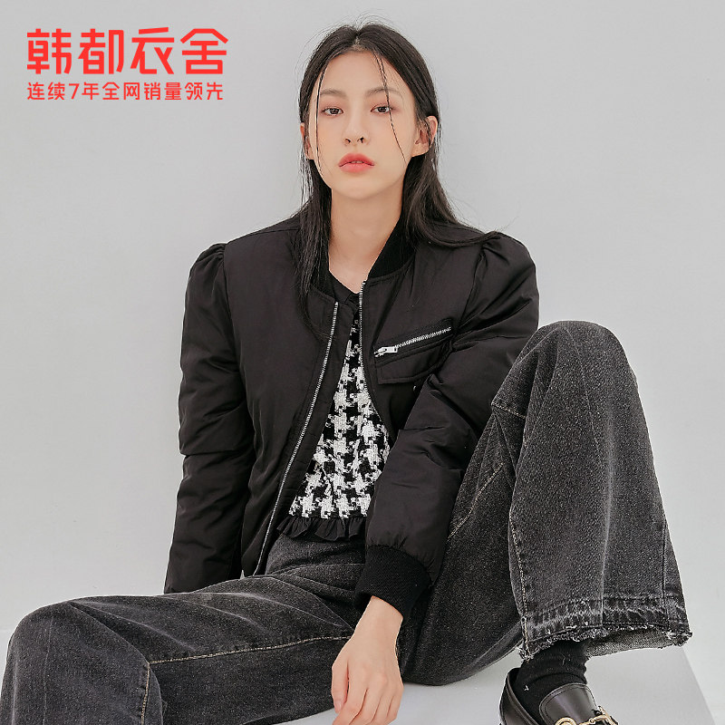 韩都衣舍冬装新款女装韩版休闲棒球领潮羽绒服OM83135