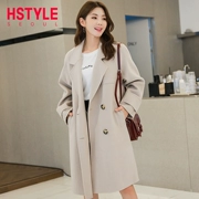 Nhà quần áo Handu mới 2018 mùa đông Phụ nữ mới phiên bản Hàn Quốc hai mặt bằng nylon lỏng, áo khoác len màu rắn DL11501 - Áo Hàn Quốc