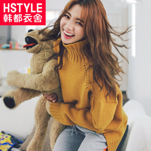 新款 百搭高领毛衣针织衫 女装 宽松套头打底衫 韩版 韩都衣舍2020春装