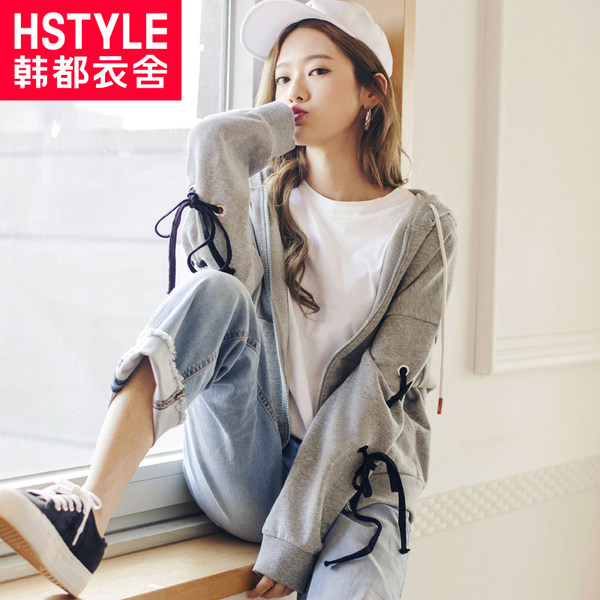 韩都衣舍 18年春季新款 字母刺绣 女式宽松连帽外套 天猫优惠券折后￥86包邮（￥186-100）