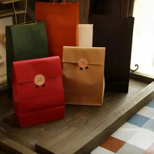 现货马卡龙色糖果袋面包糕点外卖打包袋无提手礼品包装牛皮纸袋