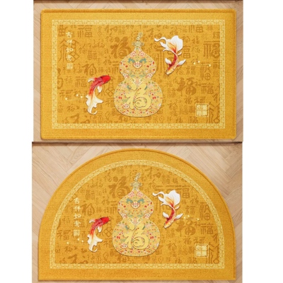 金色招财进宝硅藻泥入户地垫