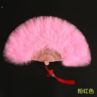折扇古风全绒加厚羽毛扇子 表演舞蹈汉服扇子网红霸气 旗袍走秀