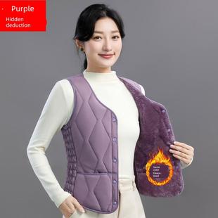 百搭内胆 v领坎肩修身 2025新款 秋冬羽绒棉马甲女加绒保暖背心短款