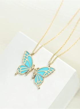 闺蜜小挂件二人闺蜜项链女二人款友谊项链好朋友项链一对滴油蝴蝶