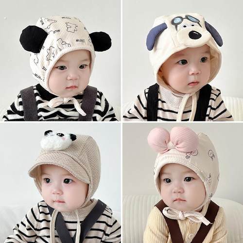 婴儿帽子春秋外出女宝宝婴幼儿胎帽新生囟门秋冬季保暖护耳帽男宝