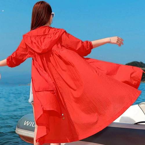 防晒衣女长款2025新款夏季轻薄透气户外防紫外线宽松大码防晒衫潮