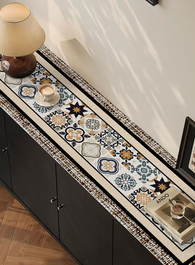 家用入户鞋柜防尘盖垫长条形防油免洗可擦餐边柜桌垫电视柜盖布