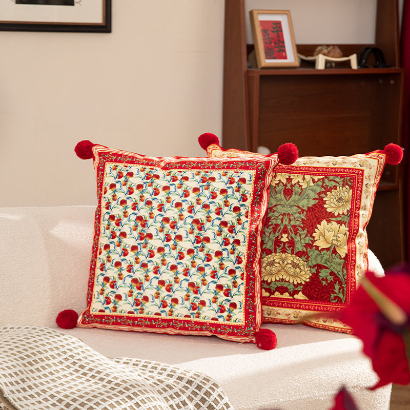 轻奢高级感美式抱枕客厅沙发高颜值靠枕靠垫婚房布置红色床头枕