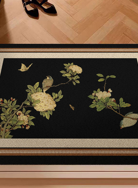 新中式入户地垫方形丝圈入户门地毯轻奢高级防滑垫大门口进门脚垫