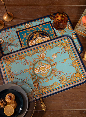 欧式轻奢美式皮革餐垫防水防油隔热垫免洗桌垫防烫餐盘垫PVC碗垫