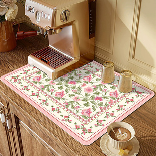 轻奢复古厨房台面吸水沥水垫咖啡机碗盘吧台科技皮硅藻泥杯垫定制