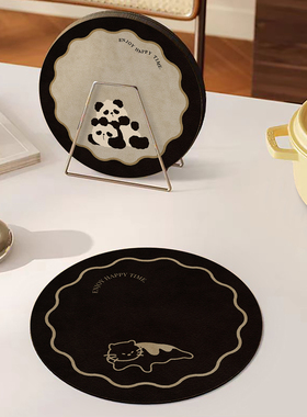 卡通熊猫小号圆形餐垫杯垫桌面垫家用餐桌垫碗盘pvc垫杯子垫茶几