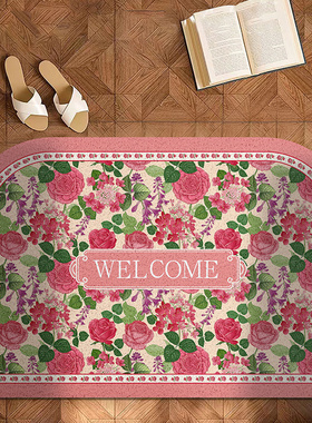 春夏新款繁花入户门地垫丝圈防尘防滑脚垫客厅门口蹭土耐磨门垫