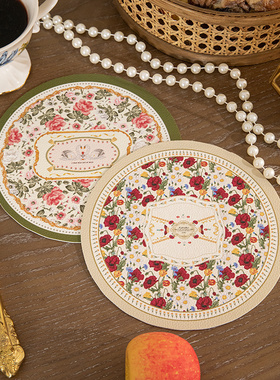 法式花园防油防烫皮革PVC餐垫柔韧荔枝纹防滑餐桌垫耐热免洗碗垫