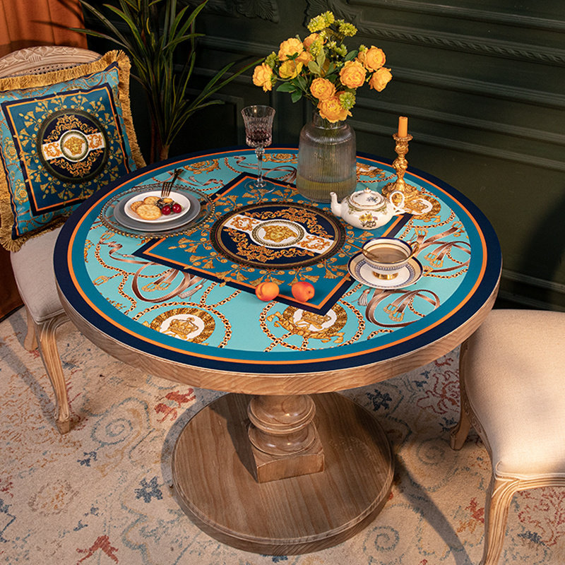 欧式奢华防水圆形桌垫免洗防油隔热皮革桌布茶几垫布美式台面垫子,居家布艺,桌布,淘宝优惠券,粉丝福利购,淘宝优惠卷