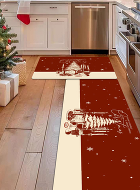 厨房地垫新年圣诞氛围感吸水吸油防滑脚垫子硅藻泥浴室门口地垫