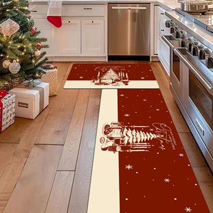 厨房地垫新年圣诞氛围感吸水吸油防滑脚垫子硅藻泥浴室门口地垫