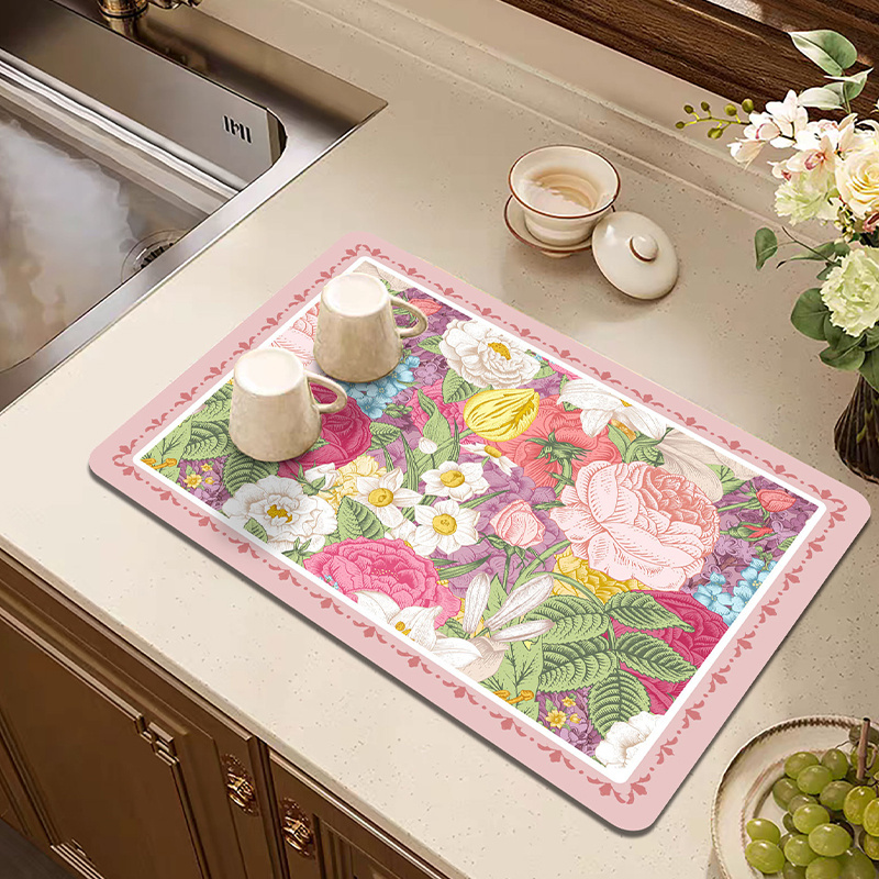 吸水春花期系列厨房隔热防透餐垫