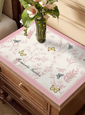 橙色回忆花卉卧室床头柜皮革垫防水耐磨可擦洗梳妆台小桌垫盖布