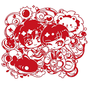 饰窗花静电贴 莎头ins风过年窗户玻璃装 新款 莎头5114周边自制Q版