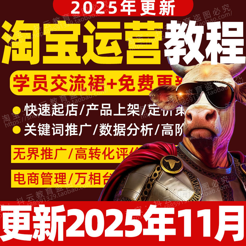 2025年 淘宝运营教程网店店铺开店推广陪跑指导电商视频培训课程