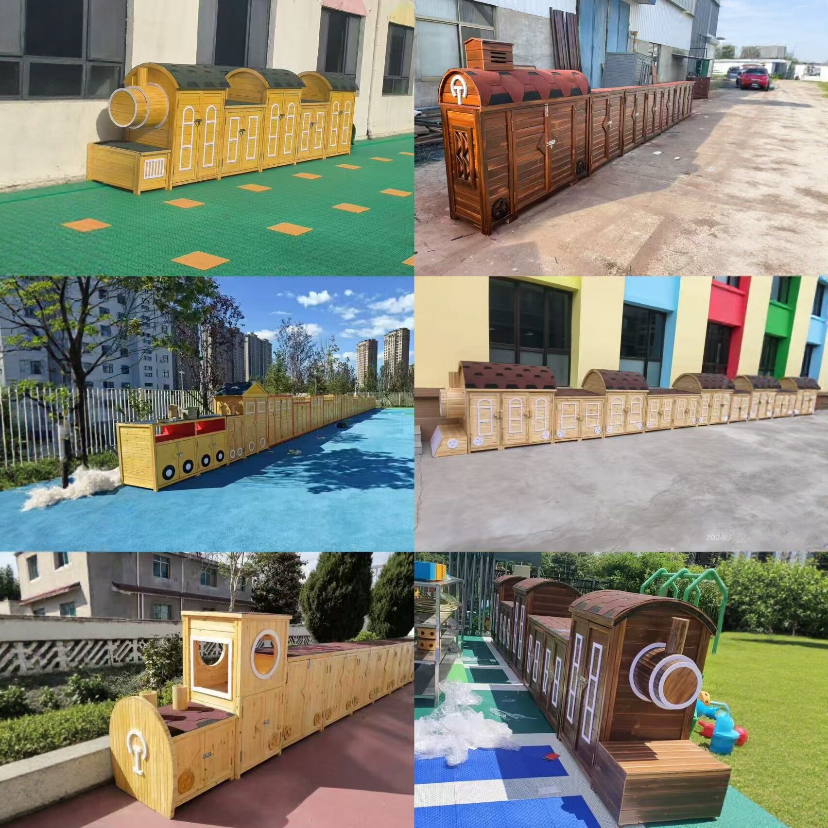 幼儿园学校户外工具柜收纳箱储物柜玩具储藏室火车造型室外防腐木