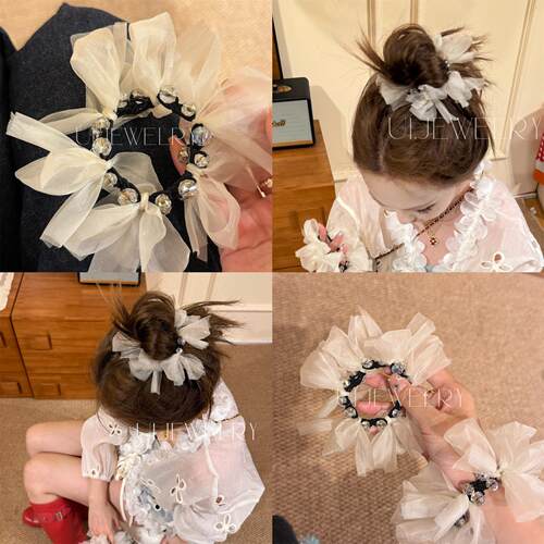 优依家 款式好看特别 浅色仙女网纱发圈 不撞款 气质少女马尾皮筋